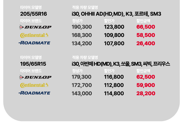타이어 행사 가격
